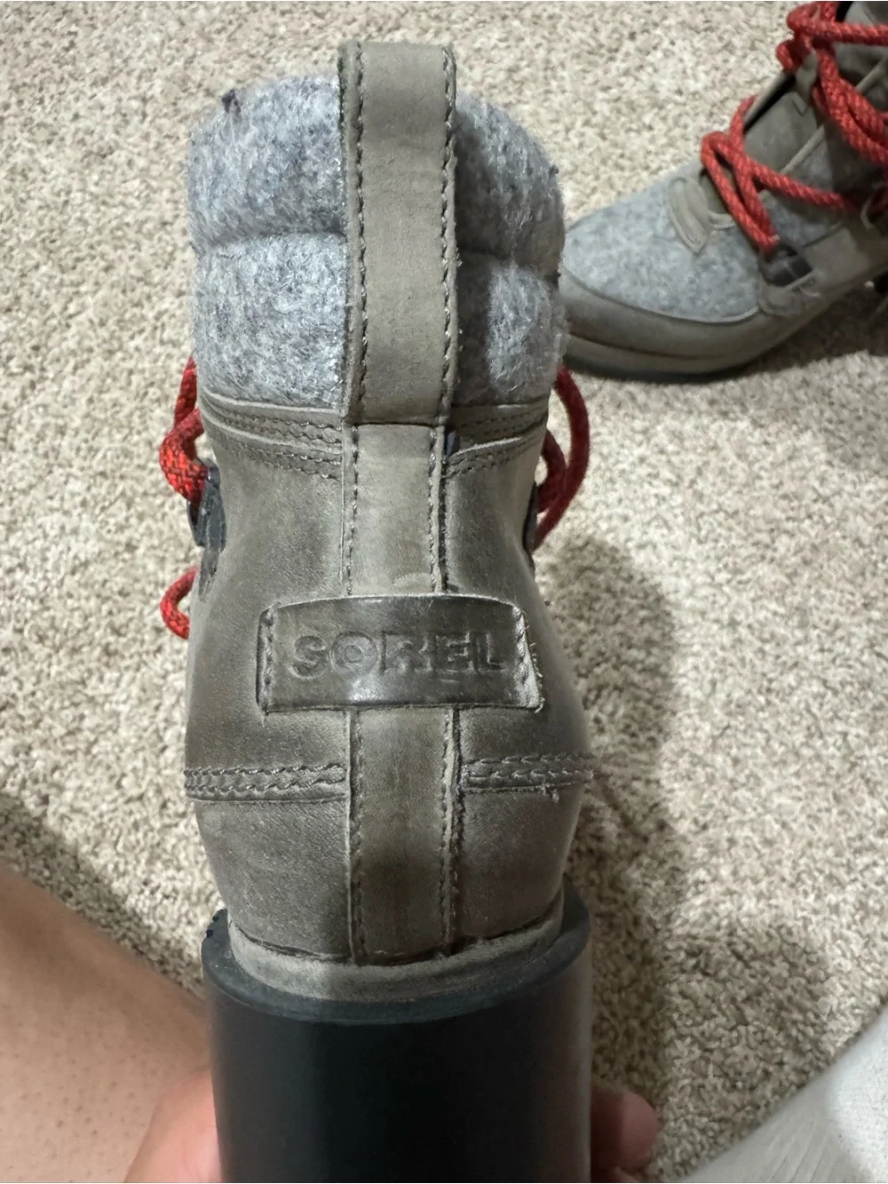 Sorel Women's Gray Ankle Boots with Orange Laces